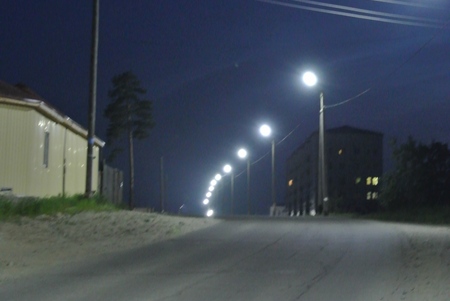 Яркое уличное освещение в Северобайкальске светодиодными светильниками Аэлита 